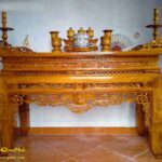 Bộ bàn thờ án gian- đài nến thờ gỗ mít đẹp- sơn véc ni