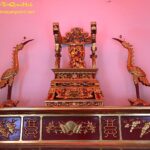 Đôi hạc thờ để bàn cùng cuốn thư – ngai thờ gỗ mít sơn son thếp vàng đẹp