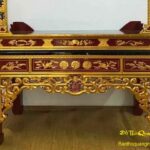 Mẫu bàn thờ án gian hiện đại gỗ mít chạm tứ quý sơn son thếp vàng đẹp