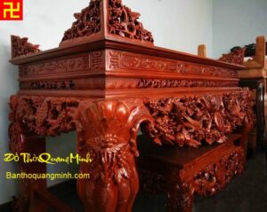 Bàn thờ sập chạm mai điểu chân 22
