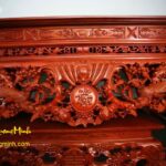 Mẫu sập bàn thờ gỗ hương chạm mai điểu- Sơn Pu đẹp