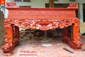Mẫu bàn thờ sơn tứ linh sơn Pu đẹp