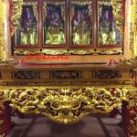 Sập bàn thờ cho điện thờ gỗ gụ đẹp nhất cùng với tượng thờ