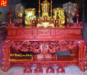 Mẫu sập gỗ hương có chân rùa và bộ đài nến, tam sơn, khung ảnh