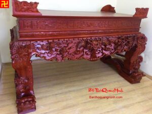 Mẫu bàn thờ chạm tứ linh chân nghê đẹp