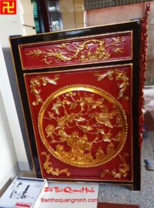 Đầu hồi bàn thờ chấp tải chạm Cúc cổ thụ đẹp