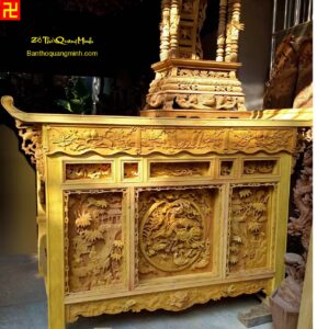 Mẫu bàn thờ chấp tải chạm Long Ly Quy Phượng đẹp