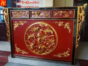 Mặt tiền bàn thờ chấp tải sơn son thếp vàng chạm khắc nội dung đẹp - ý nghĩa