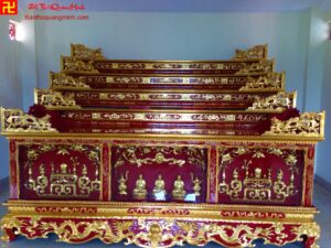 Mẫu bàn thờ chấp tải thờ phật ngũ cấp - sơn son thếp vàng đẹp