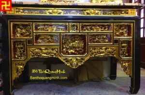 Mẫu bàn thờ cổ chạm khắc tinh xảo tại Xưởng sản xuất ĐỒ THỜ TƯỢNG PHẬT QUANG MINH - Sơn Đồng