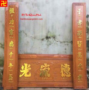 Bộ hoành phi câu đối hay gỗ gụ sơn Pu đẹp