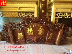 Mẫu cuốn thư gỗ gụ chạm rồng hóa mai đẹp