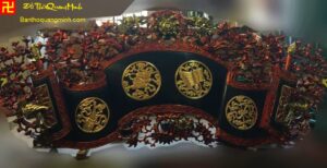 Mẫu cuốn thư sơn lối giả cổ chạm mai điểu đẹp