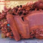 Cuốn thư gỗ hương đỏ chạm Long Ly Quy Phượng hóa thờ gia tiên đẹp
