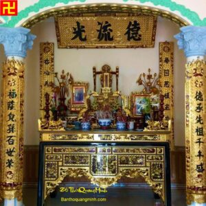 Mẫu hoành phi câu đối chữ hán thờ cùng bộ đồ thờ gia tiên đẹp