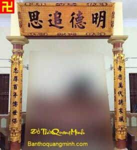 Bộ hoành phi câu đối thờ gia tiên chữ hán thờ đẹp