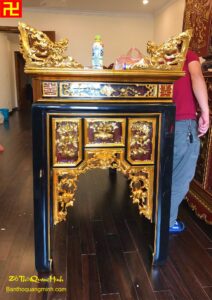 Mẫu bàn thờ đẹp chạm bầu rượu túi thơ ý nghĩa