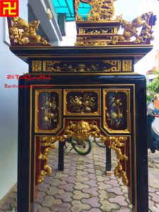 Mẫu bàn thờ chạm Bầu rượu túi thơ ý nghĩa