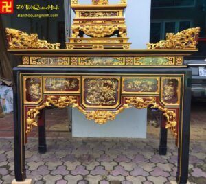 Mẫu bàn thờ chạm khắc tứ quý đẹp