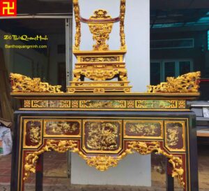 Mẫu bàn thờ gia tiên đẹp nhất cùng ngai thờ chạm rồng ý nghĩa
