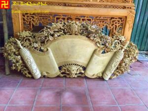 Mẫu cuốn thư gỗ dổi chạm Tứ linh chưa sơn đẹp - mau cuon thu go