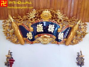 Mẫu cuốn thư gỗ dổi sơn son thếp vàng nền đen đẹp nhất