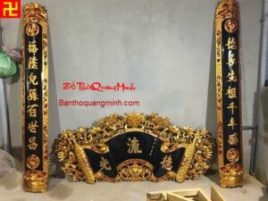 Mẫu cuốn thư câu đối nền đen đẹp