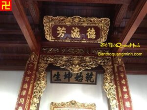 Mẫu hoành phi câu đối cùng bộ cửa võng sơn son thếp vàng đẹp