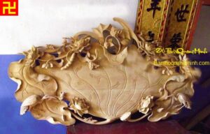 Lá sen cùng các họa tiết bông hoa sen, đôi con cò, cua, ếch mộc mạc - giản dị đẹp