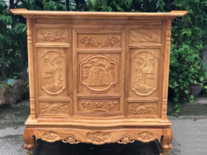 Tu tho gỗ gụ chạm Tứ Linh đẹp