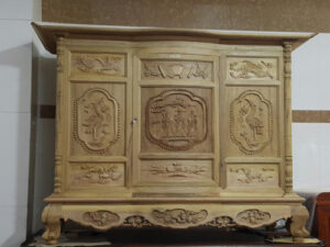 Mẫu Bàn thờ tủ gỗ gụ chạm Hạc cắp thư độc đáo