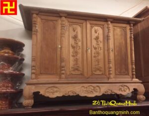 Mẫu tủ thờ gỗ gụ chạm Hoa Sen trung tâm đẹp - đơn giản - ý nghĩa 