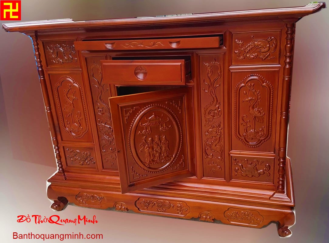mau tu tho tam da go mit dep (3) Mẫu tủ thờ chạm Phúc Lộc Thọ ý nghĩa