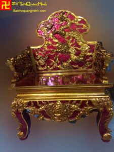 Mẫu ngài thờ ngồi gia tiên sơn son thếp vàng chạm sự tích rồng cuốn thủy ý nghĩa nhất