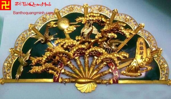 Mẫu quạt thờ băng gỗ sơn son thếp bạc phủ hoàng kim, đẹp và ý nghĩa nhất