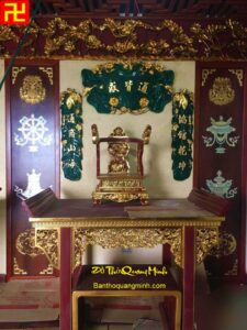 Tàu chuối lá sen gỗ dổi sơn xanh dát vàng ta 9999 đẹp nhất