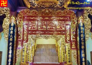 Mẫu thiều châu - sơn son thếp bạc phủ hoành kim đẹp