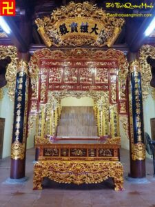 Mẫu bàn thờ sập chạm Lưỡng Long Tranh Châu ý nghĩa - thieu chau dep