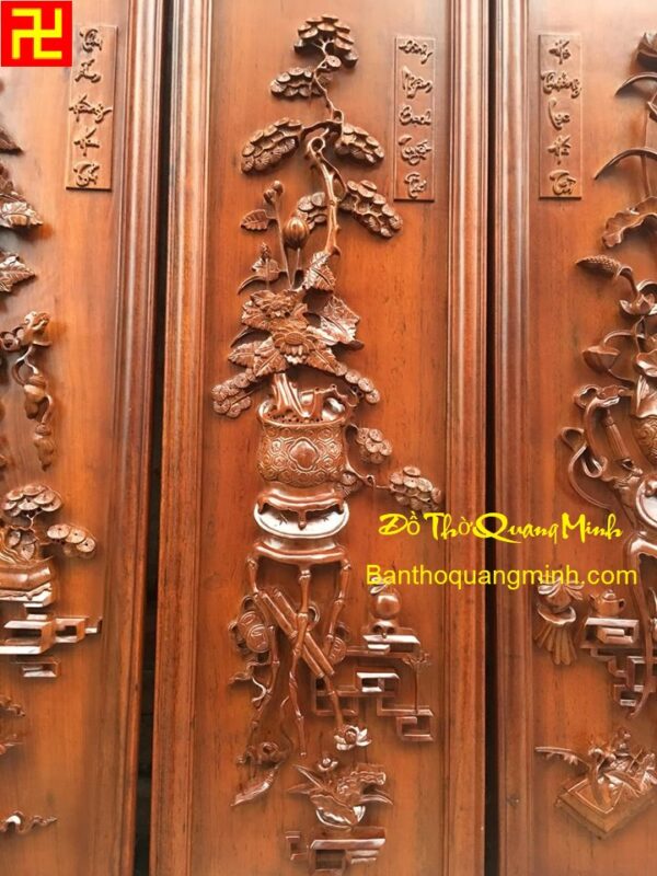 Tranh Tứ Bình chạm chậu cây Tùng ý nghĩa