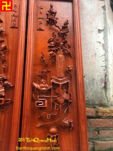 Bức tranh Tứ Bình chạm Bình Mai đẹp - tranh tứ bình gỗ hương đẹp