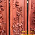 Mẫu tranh Tứ Bình đẹp bằng gỗ hương đỏ vân đẹp, hàng mộc chưa sơn