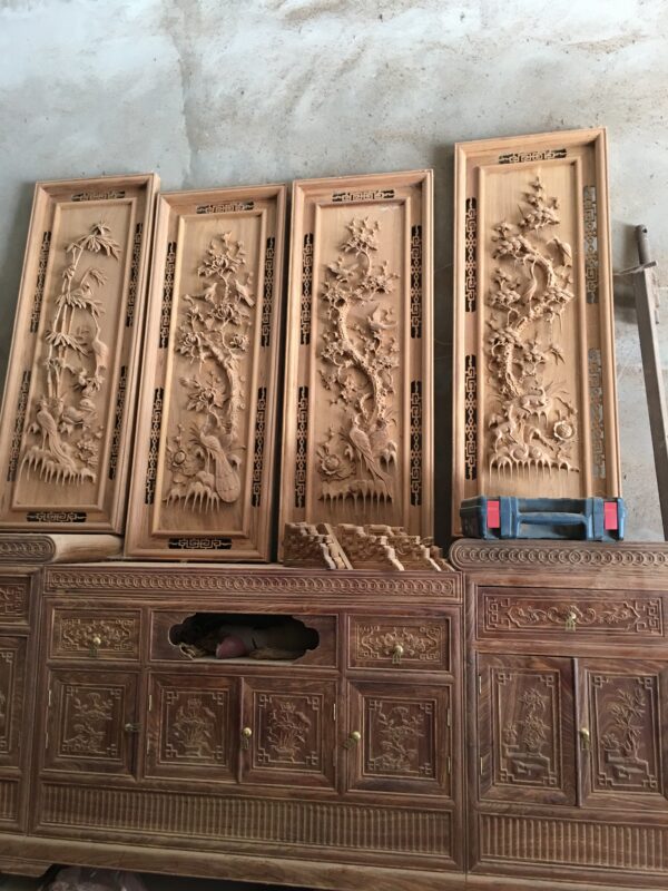 Tranh tứ quý bằng gỗ gụ đẹp