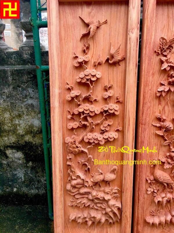 Bức tranh Cảnh Tùng Hạc gỗ hương đep