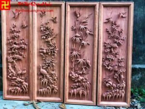 Mẫu tranh tứ quý bằng gỗ hương đá đẹp