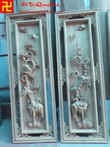 Bức Tranh cây Tùng và cây Trúc chưa son son thếp vàng đẹp - Mẫu tranh tứ quý đẹp