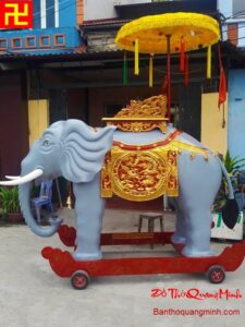 Mẫu voi thờ sơn son thếp vàng thếp bạc chạm Long Ly Quy Phượng đẹp