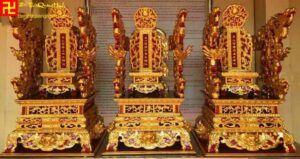Bộ ba ỷ thờ cùng linh vị tờ gỗ mít đẹp - ngai thờ đẹp