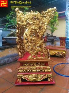 Mẫu ỷ thờ tứ linh gỗ dổi sơn son thếp vàng đẹp