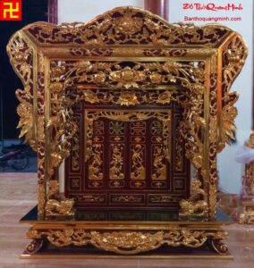 Mẫu khám thờ gia tiên đẹp sơn son thếp vàng phủ hoàng kim