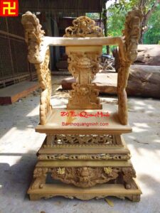 Mẫu ỷ thờ đẹp chưa sơn bằng gỗ dổi